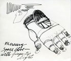 Mercury Space Glove with Finger-tip Lights sketch, Project Mercury Technical Specs, James Dean Collection (Ms2003-061). Date: ca. 1986. Photographer/Artist: James Dean.